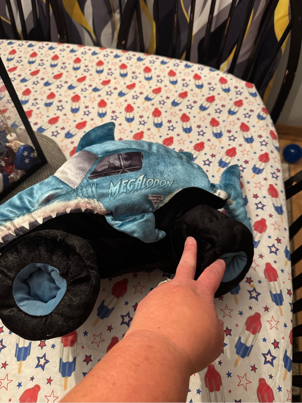 Disney Megalodon Shark Plush Vehicle Toy - Teal, Black, Light Blue